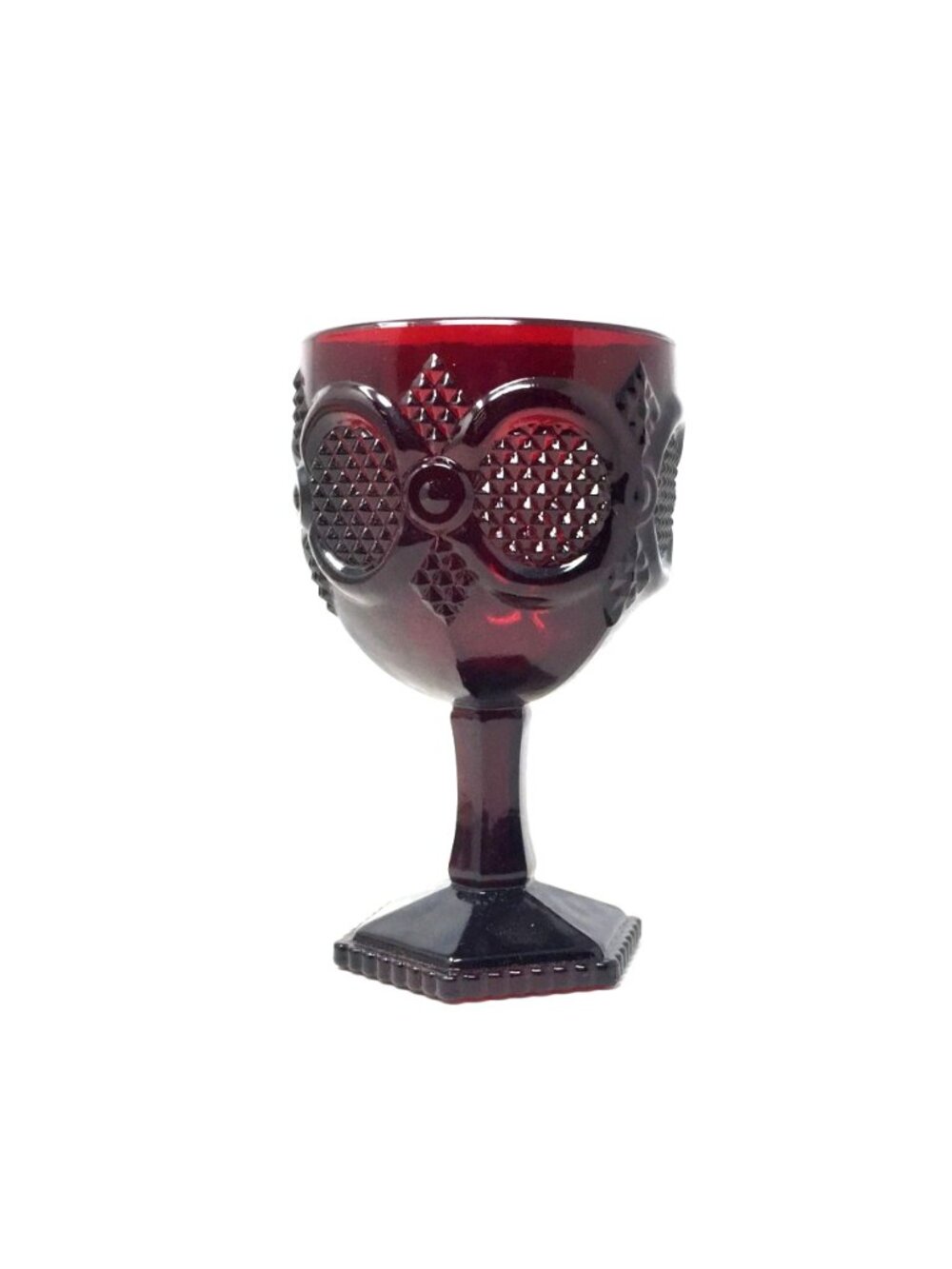 Vintage Avon 1876 Cape Cod Ruby Red Glass Water Goblet in Orig Box